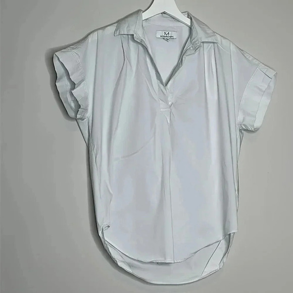 MAGASCHONI white stretch short sleeve oversized shirt top blouse size XS - Picture 1 of 7